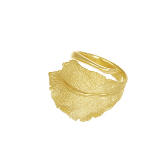 925 Italian Silver Ring, Leaf, Stardust, Open Shank
