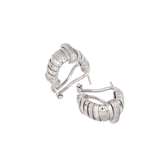 Buy rhodium 925 Italian Silver Earring, Tubogas Hoop, 7mm, Cubic Zirconia, Omega Clip