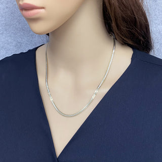 925 Italian Silver Necklace, Magic Freeway, 3.3mm 040, Diamond Cut, Reversible, 41+5cm, Gold+Silver Plated