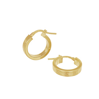 Buy gold 925 Italian Silver Earring, Greek Pattern Hoop, Rectangular Tube