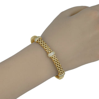 925 Italian Silver Bangle, Popcorn, 7mm, Flat Cubic Zirconia  x3 (M)