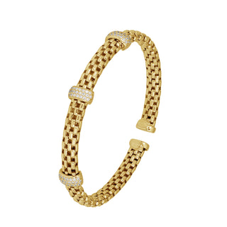 925 Italian Silver Bangle, Popcorn, 7mm, Flat Cubic Zirconia  x3 (M)