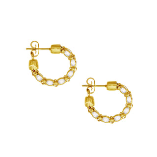Buy gold 925 Italian Silver Earring, Monalisa Hoop, 20mm, 3.5mm, White Cubic Zirconia