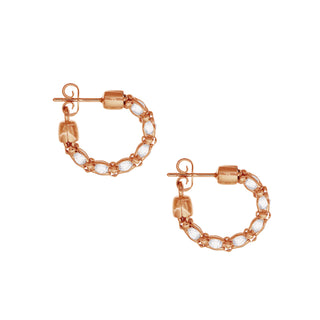 Buy rose-gold 925 Italian Silver Earring, Monalisa Hoop, 20mm, 3.5mm, White Cubic Zirconia
