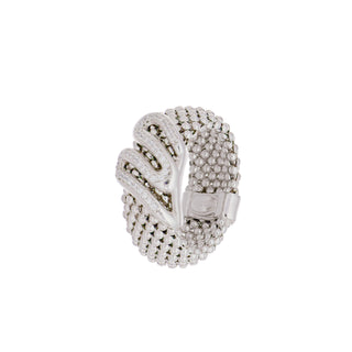Buy rhodium 925 Italian Silver Ring, Dewdrop, 9mm, Wavy Cubic Zirconia