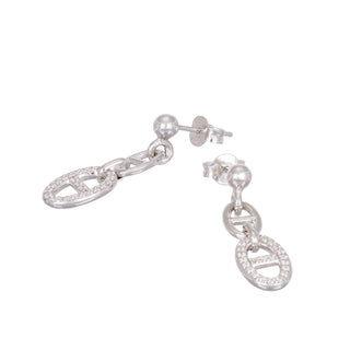 Buy rhodium 925 Italian Silver Earring, Marina Link, Cubic Zirconia