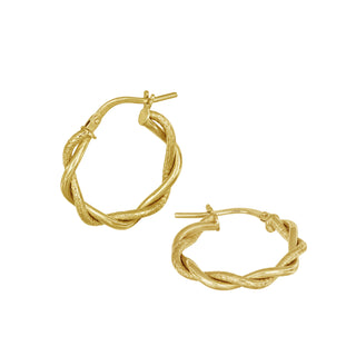 925 Italian Silver Earring, Hoop, Plain+Diamond Cut, 1.5mmx2, Twist Wire