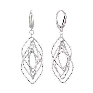 Buy rhodium 925 Italian Silver Earrings, Cocoa Helix, Diamond Cut, Leverback