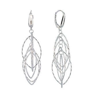 Buy rhodium 925 Italian Silver Earrings, Helix, Marquise, Diamond Cut, Leverback