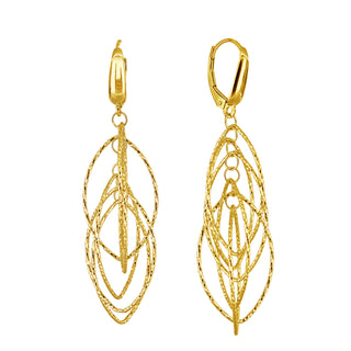 925 Italian Silver Earrings, Helix, Marquise, Diamond Cut, Leverback