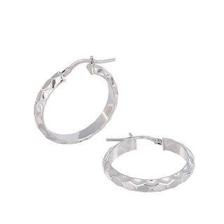 Buy rhodium 925 Italian Silver Earrings, Hoop, Turtle Back, Half-Round Tube
