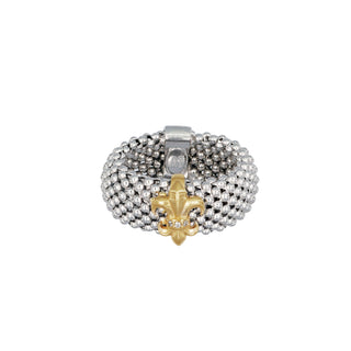 Buy rhodium-gold 925 Italian Silver Ring, Dewdrop, Fleur-de-lis