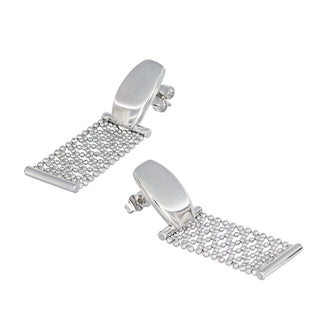 Buy rhodium 925 Italian Silver Earrings, 1.2mm, Diamond Cut Bead Lace, 3cm