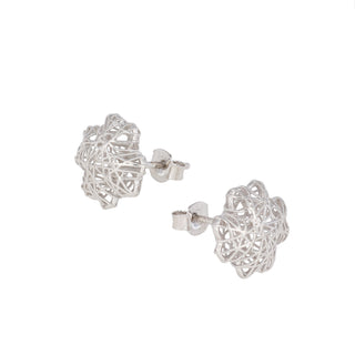 Buy rhodium 925 Italian Silver Earrings, Hollow Out Clover, 12mm