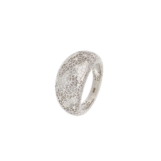 Buy rhodium 925 Italian Silver Ring, Hollow Out, Cubic Zirconia Cloud, 12mm