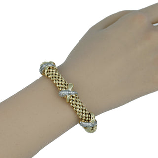 925 Italian Silver Bangle, Popcorn, 9mm, Cubic Zirconia Cross X3(M)