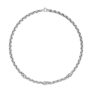 Buy rhodium 925 ltalian Silver Necklace, Hollow, Rhombus Link, 6mm, Cubic Zirconia, 43cm