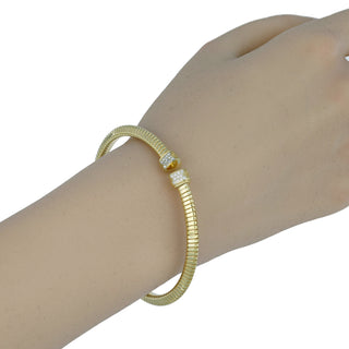 925 Italian Silver Bangle, Tubogas, Triangle, 4mm, Cubic Zirconia Cap (M)