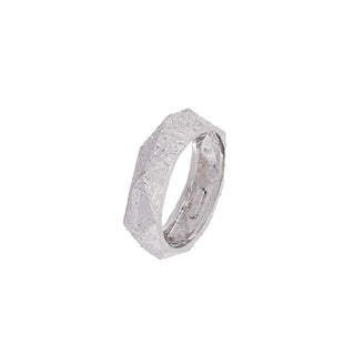 Buy rhodium 925 Italian Silver Ring, Geometric Pattern, Stardust, Diamond Cut