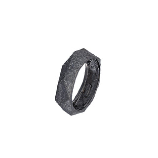 Buy ruthenium 925 Italian Silver Ring, Geometric Pattern, Stardust, Diamond Cut