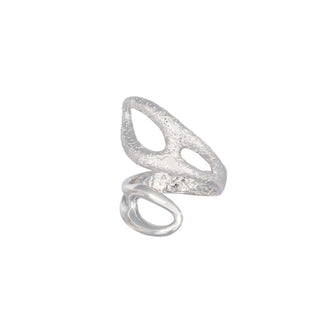 Buy rhodium 925 Italian Silver Ring, Special Link, Teardrop, Stardust+Plain, Open Shank