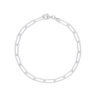 Buy rhodium 925 Italian Silver Bracelet, Paper Clip, Rolo Flat, 070, Stardust Diamond Cut, 18cm