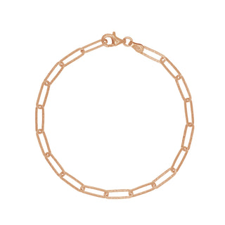 Buy rose-gold 925 Italian Silver Bracelet, Paper Clip, Rolo Flat, 070, Stardust Diamond Cut, 18cm