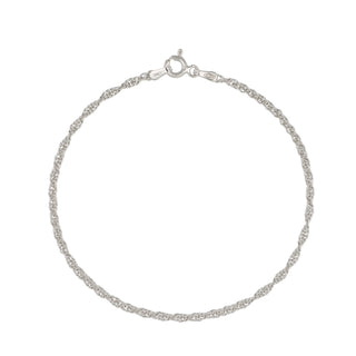 Buy rhodium 925 Italian Silver Bracelet, Light Rope Wire 0.35mm, 2mm, 18 cm