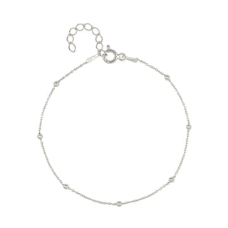 Buy rhodium 925 Italian Silver Bracelet, Cable 0.9mm, Bead 2mm, 16+3 cm