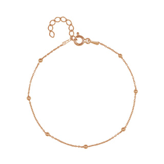 Buy rose-gold 925 Italian Silver Bracelet, Cable 0.9mm, Bead 2mm, 16+3 cm