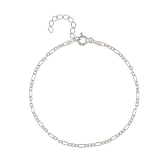 Buy rhodium 925 Italian Silver Bracelet, Figaro Wire 0.5mm, 2mm, Twist, 16+3 cm