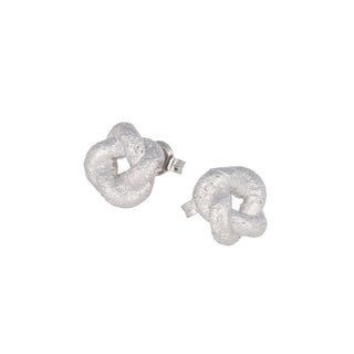 Buy rhodium 925 Italian Silver Earring,Knot 10mm, Stardust Diamond Cut