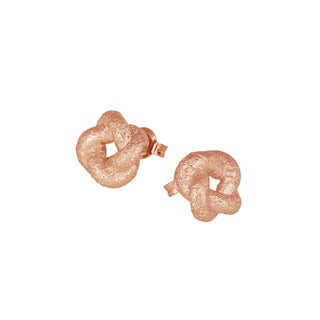 Buy rose-gold 925 Italian Silver Earring,Knot 10mm, Stardust Diamond Cut