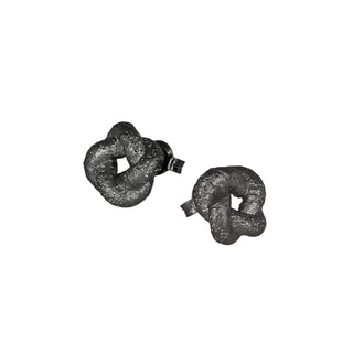 Buy ruthenium 925 Italian Silver Earring,Knot 10mm, Stardust Diamond Cut