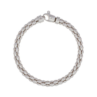 Buy rhodium 925 Italian Silver Bracelet, Rhombus Popcorn, 6 mm, 19cm