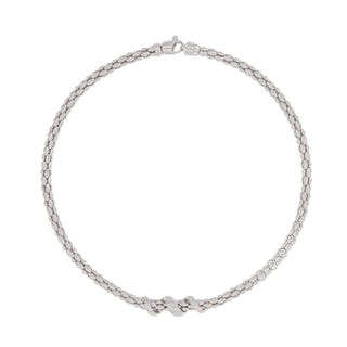 Buy rhodium 925 Italian Silver Necklace, Rhombus Popcorn, 6mm, Wavy, Cubic Zirconia, 43cm