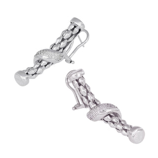 Buy rhodium 925 Italian Silver Earrings, Rhombus Popcorn, Wavy, Cubic Zirconia