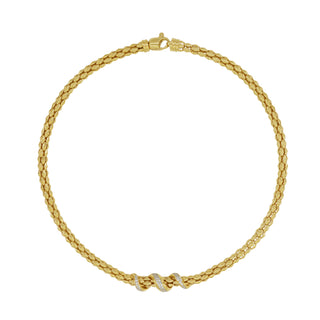 925 Italian Silver Necklace, Rhombus Popcorn, 6mm, Wavy, Cubic Zirconia, 43cm