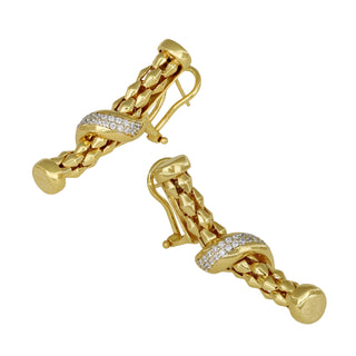 925 Italian Silver Earrings, Rhombus Popcorn, Wavy, Cubic Zirconia