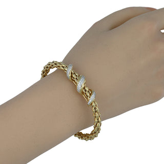 925 Italian Silver Bangle, Rhombus Popcorn, 6mm, Wavy, Cubic Zirconia