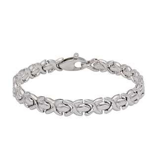 Buy rhodium 925 Italian Silver Bracelet, X Link, 7.6mm, 19cm