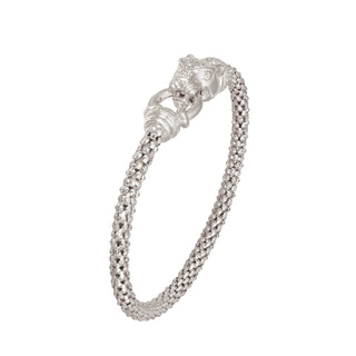 Buy rhodium 925 Italian Silver Bangle, Popcorn, 4mm, Panther Clasp, Cubic Zirconia