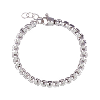 Buy rhodium 925 Italian Silver Bracelet, Box, 6mm, 18+3cm
