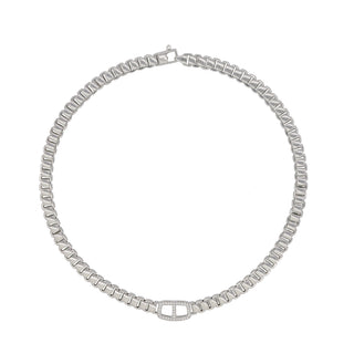 Buy rhodium 925 Italian Silver Necklace, Everlink, 7mm, Marina Element, 43cm