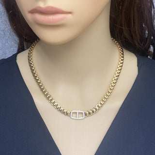 925 Italian Silver Necklace, Everlink, 7mm, Marina Element, 43cm