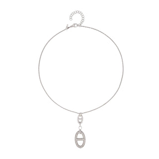 Buy rhodium 925 Italian Silver Necklace, Marina Element, Pendant x2, Cubic Zirconia, 42+5cm
