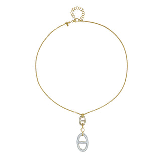 925 Italian Silver Necklace, Marina Element, Pendant x2, Cubic Zirconia, 42+5cm