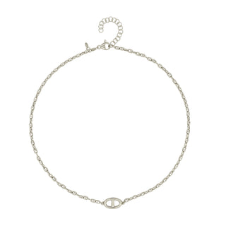 Buy rhodium 925 Italian Silver Necklace, Marina, 15x10mm, 40+5cm