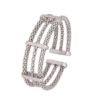 Buy rhodium 925 Italian Silver Bangle, Popcorn x 3 Lines, 21mm,  Cubic Zirconia (M)