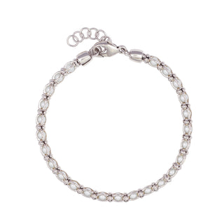 Buy rhodium 925 Italian Silver Bracelet, Monalisa, Synthetic Pearl, 3.3mm, 16+3cm